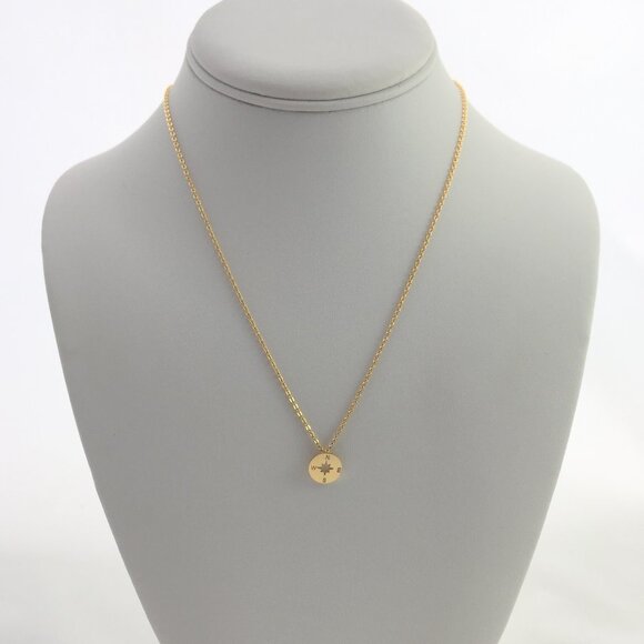 Jewelry necklace pendant with chain compass travel adventure gold tone fashion - Picture 8 of 8